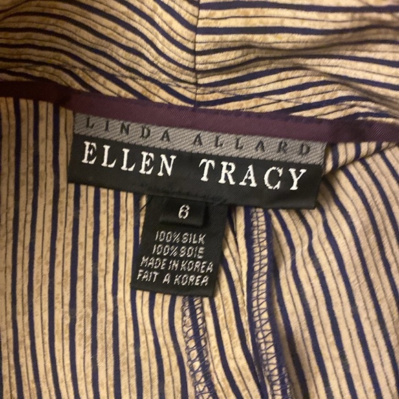 Vintage Linda Allard Ellen Tracy SIZE 6 Trousers Silk High Waist Wide Leg Stripe - Picture 7 of 12